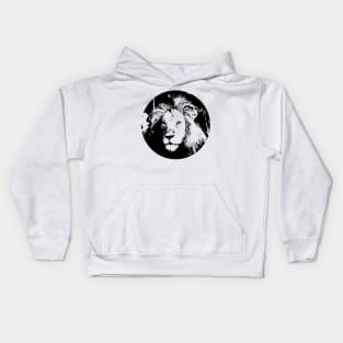 Monochrome Black White Lion Kids Hoodie